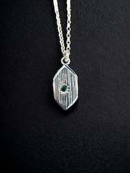 Jewellery: Heavy hex Pendant - Silver + Emerald