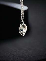 Jewellery: Mowhanau Shell Pendant - Silver + Aquamarine