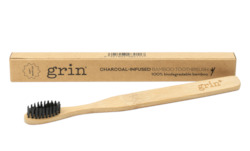 Manual Toothbrushes Biodegradable Oral Health Nz: Grin Charcoal-Infused Bamboo Toothbrush