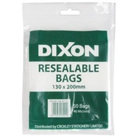 Dixon zip lock bags 130 x 200mm pack 50