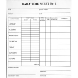 Retail postal service: Brenex pad daily time sheet 50 pages
