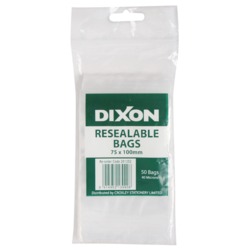 Dixon zip lock bags 75 x 100mm pack 50