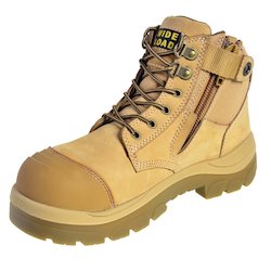 690WZ - Side Zip Extra Wide Safety Boot  â Wheat