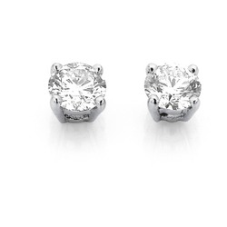 Jewellery: 9ct, White Gold Diamond Studs Total Diamond Weight=.50ct