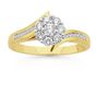 9ct, Diamond Cluster Ring Total Diamond Weight=.53ct