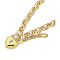 Jewellery: 9ct 19cm Belcher Bracelet with Diamond Set Padlock