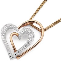 Jewellery: 9ct Rose Gold Diamond Heart Pendant