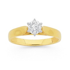 Jewellery: 18ct, .50ct Diamond Solitaire Ring