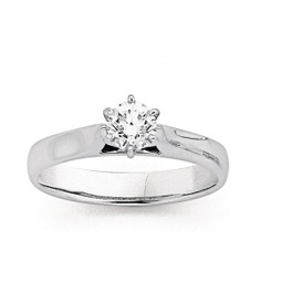 Jewellery: 18ct White Gold .50ct Diamond Solitaire Ring