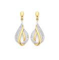 9ct Gold Diamond Set Flame Drop Earrings