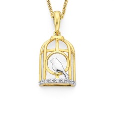 Jewellery: 9ct Gold Diamond Set Bird Cage Pendant