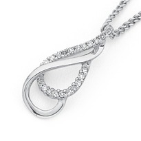 Jewellery: 9ct White Gold Diamond Twist Pendant