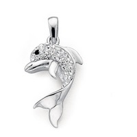 Sterling silver crystal dolphin pendant