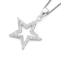 Sterling silver cubic zirconia star pendant