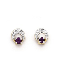 Jewellery: 9ct amethyst &. Diamond studs