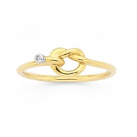 Jewellery: 9ct, diamond set knot ring