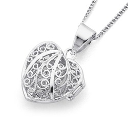 Sterling silver filigree heart locket