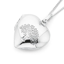 Sterling silver tree of life heart locket