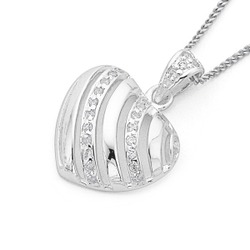 Sterling silver cubic zirconia heart pendant