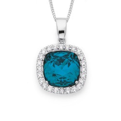 Sterling silver blue crystal pendant