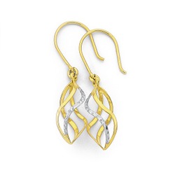 Jewellery: 9ct twist drop earrings