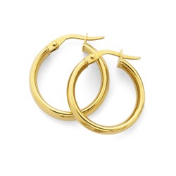 Jewellery: 9ct medium polished hoop earrings