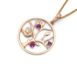 Jewellery: 9ct rose gold tree of life pendant