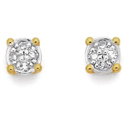 Jewellery: 9ct diamond cluster studs