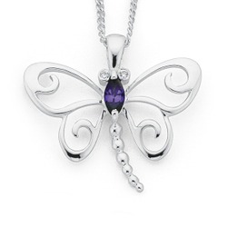 Sterling silver cubic zirconia dragonfly pendant