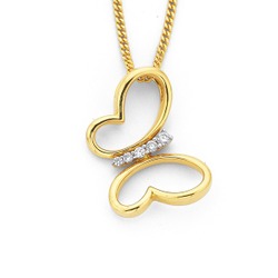 Jewellery: 9ct, diamond set butterfly pendant