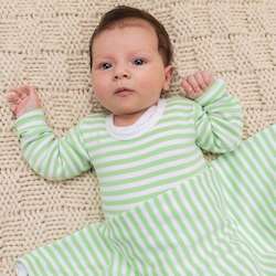 Organic Cotton Swaddle Blanket - Green and White Stripes
