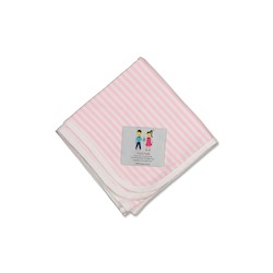 Clothing: Organic Cotton Swaddle Blanket - Pink and White Stripes