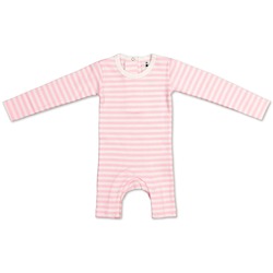 Organic Cotton Short-leg Jumpsuit â Pink and White Stripes