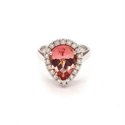 Jewellery: Pear Shaped Pink Tourmaline and Diamond Ring
