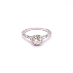 Jewellery: White Gold Halo Diamond Ring