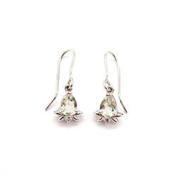 Green Amethyst and Diamond Floral Earrings