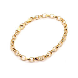 Jewellery: 9ct Yellow Gold Oval Belcher Bracelet