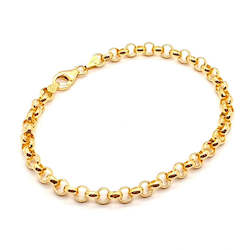 Jewellery: Medium Round 9ct Yellow Gold Belcher Bracelet