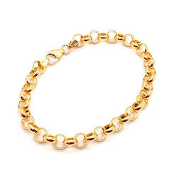 Jewellery: Large Round Belcher Yellow Gold Bracelet