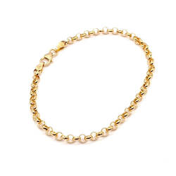 Jewellery: 9ct Yellow Gold Round Belcher Bracelet