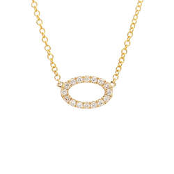 Jewellery: Yellow Gold Small Diamond Oval Pendant