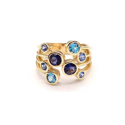 Jewellery: Yellow Gold Multicoloured Gemstone Ring