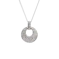 Jewellery: White Gold Pave Diamond Pendant