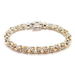 Jewellery: Yellow Gold and Silver Chenier Ring Bracelet