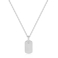 Jewellery: Silver Glam Tag Pendant Necklace