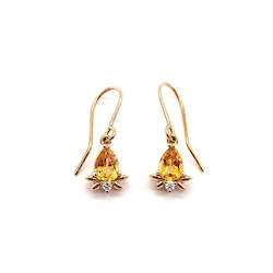 Jewellery: Citrine and Diamond Floral Earrings