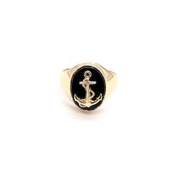Jewellery: Gents Anchor and Onyx Signet Ring