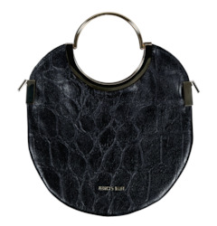Personal accessories: Vongole Circle Tote - Croc-Embossed Black