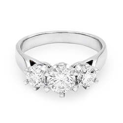 Jewellery: Platinum 3 Stone Diamond Ring