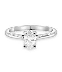 Jewellery: Platinum Oval Solitaire Ring